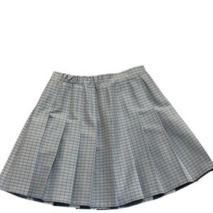 Rewind Blue and White Checkered Preppy Academia pleaded Plaid Mini Skirt XS